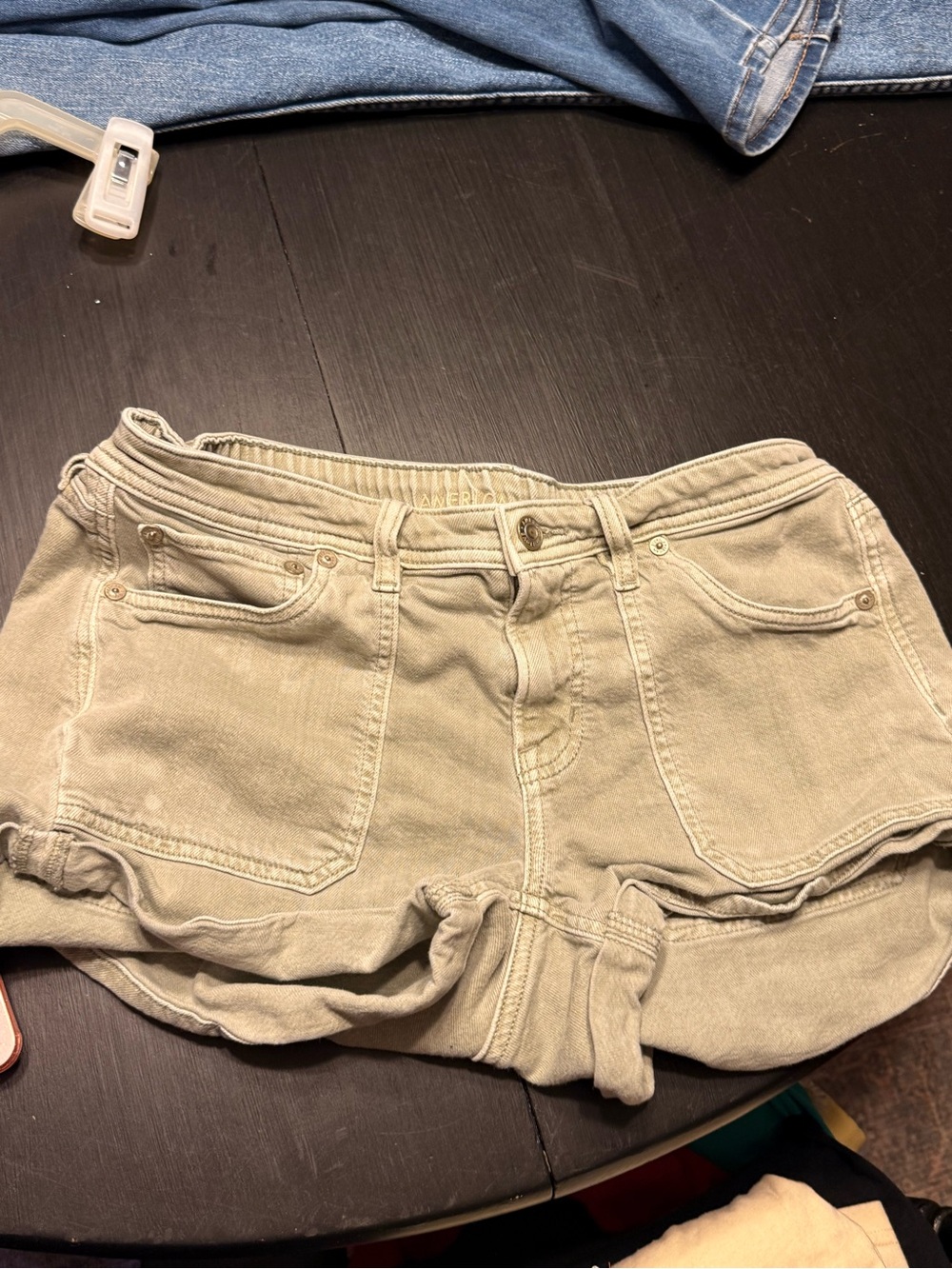 American Eagle Outfitters Light Tan/Green Denim Shorts